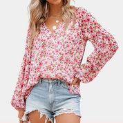 Luchtige chiffon dames blouse met bloemenprint – Elara