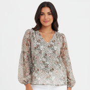 Luchtige chiffon dames blouse met bloemenprint – Elara
