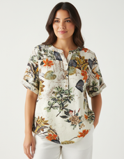Luchtige dames blouse met botanische print - Katy