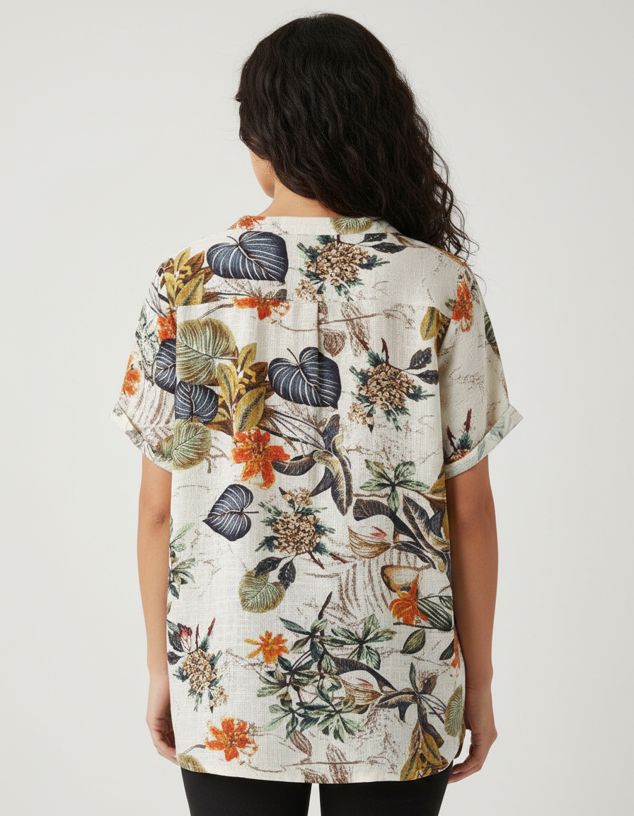 Luchtige dames blouse met botanische print - Katy