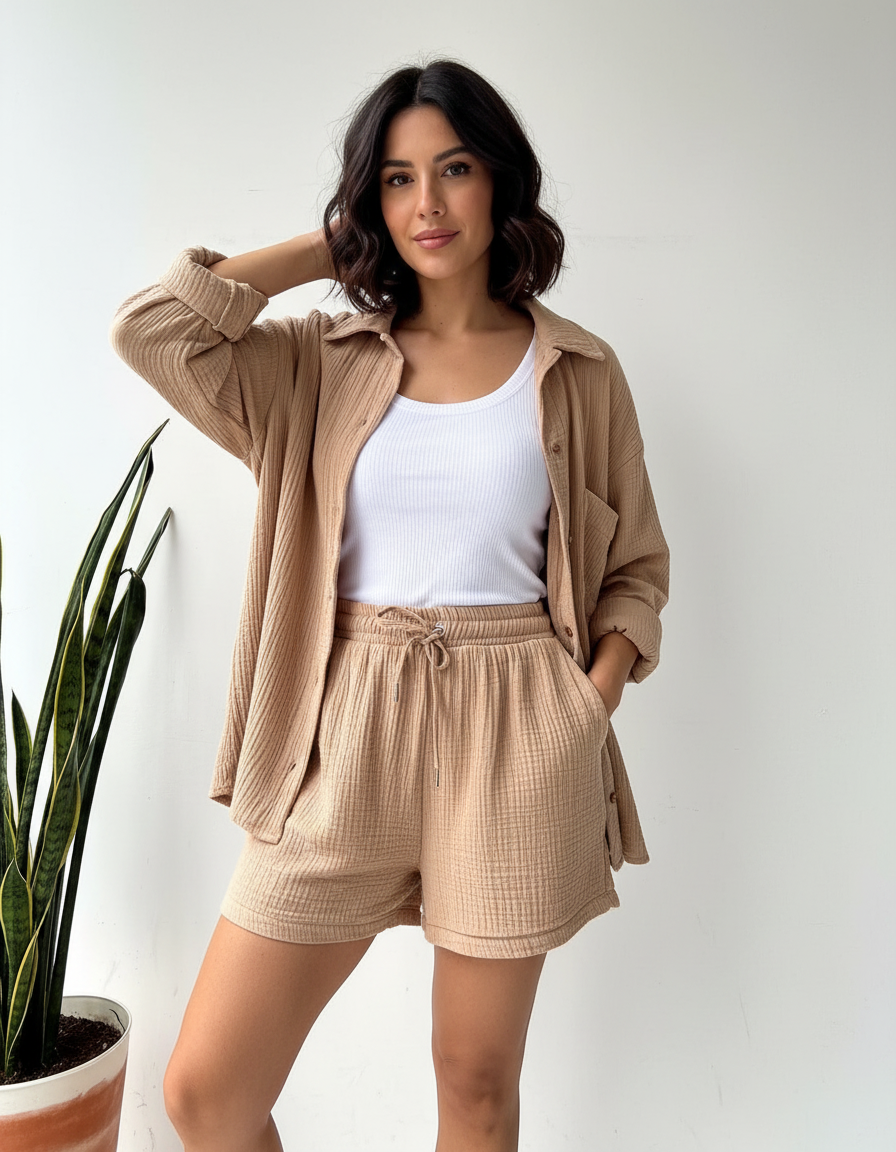 Lightweight women's lounge set with shorts – Capri