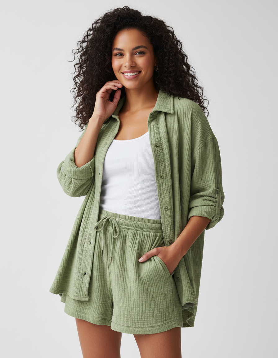 Lightweight women's lounge set with shorts – Capri