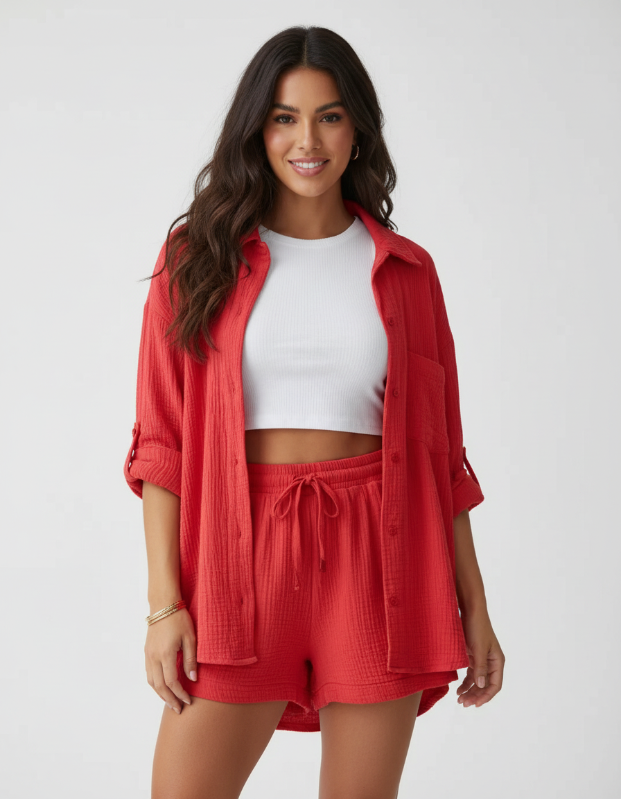 Lightweight women's lounge set with shorts – Capri
