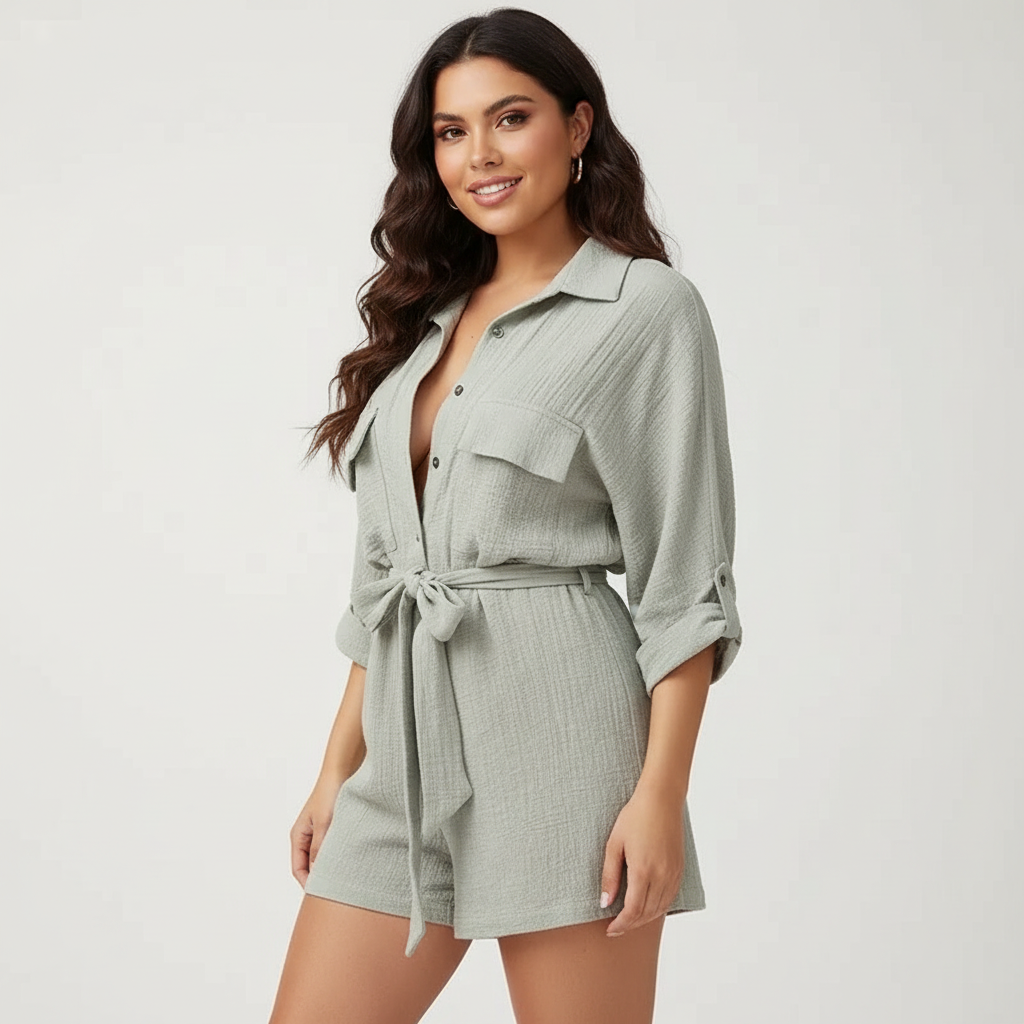 Luchtige dames playsuit met ceintuur – Palisade