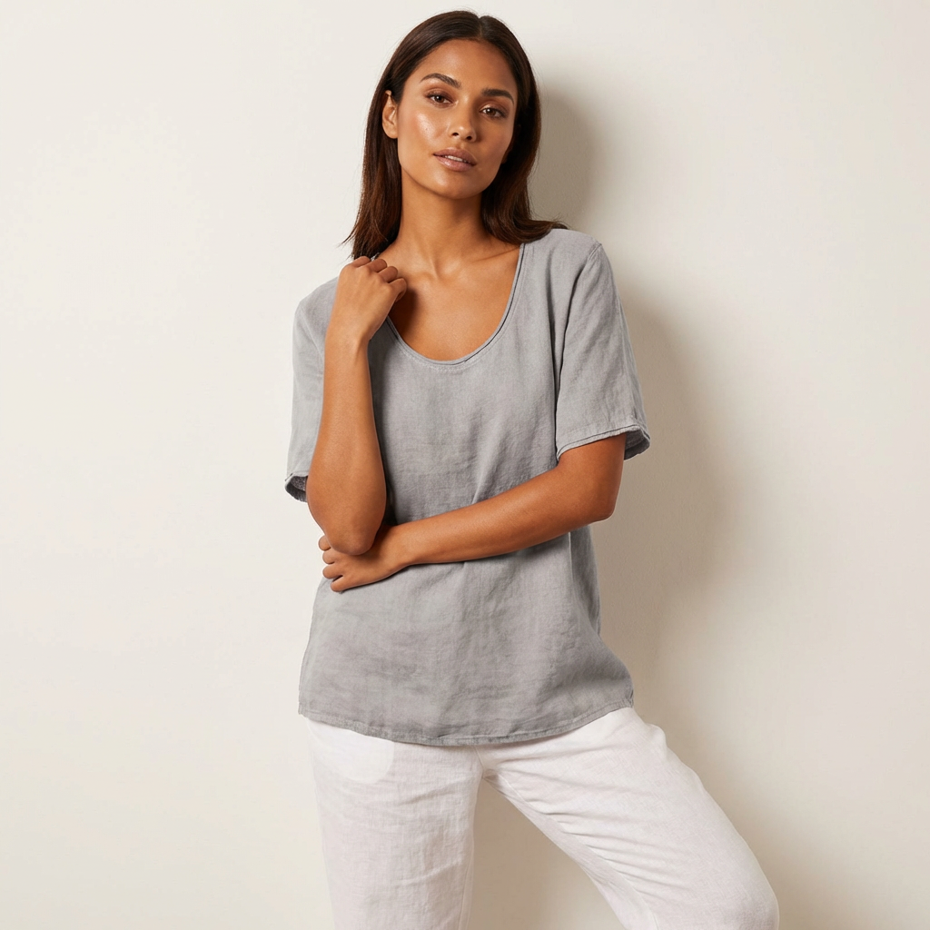 Luchtige dames top met ronde hals – Maéva