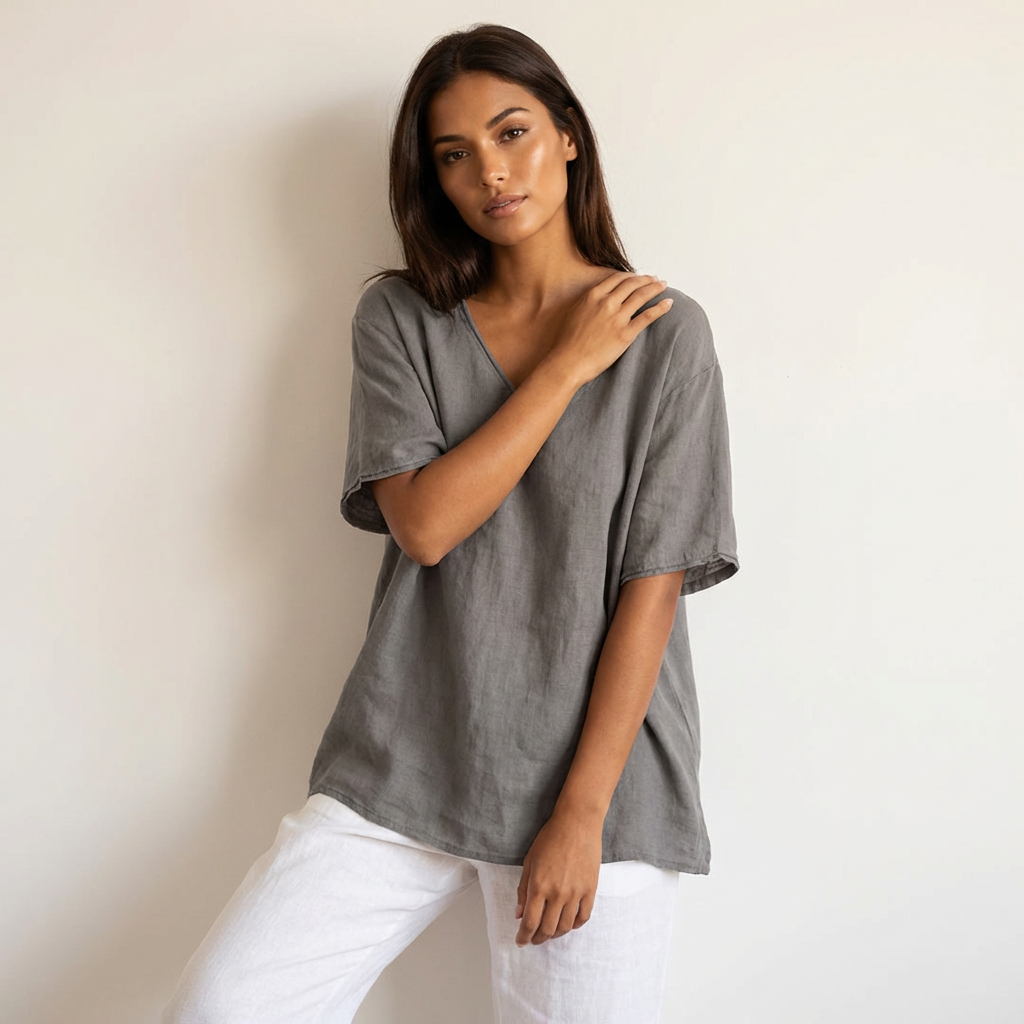 Luchtige dames top met ronde hals – Maéva