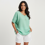 Luchtige dames top met ronde hals – Maéva