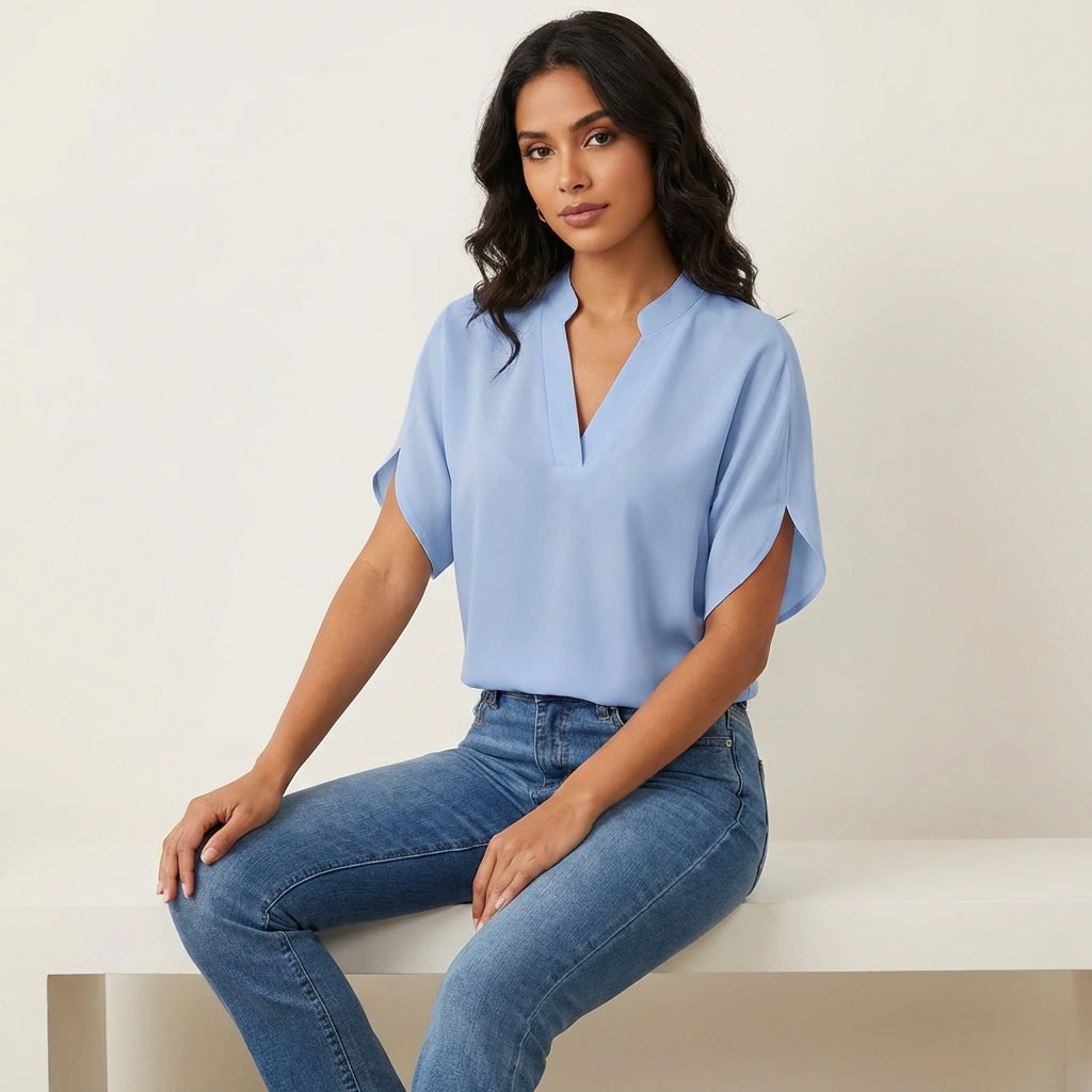 Luchtige dames zomer blouse met V-hals - Aurélie