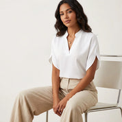 Luchtige dames zomer blouse met V-hals - Aurélie