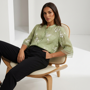 Luchtige geborduurde blouse dames – Emma