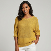 Luchtige gebreide top met halflange mouw