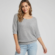 Luchtige gebreide top met halflange mouw