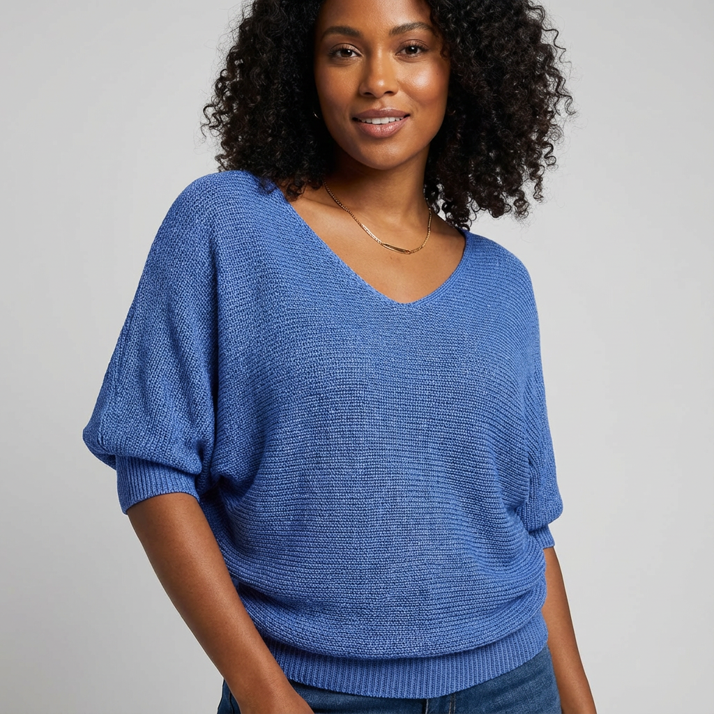 Luchtige gebreide top met halflange mouw