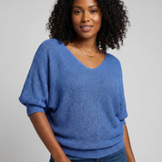 Luchtige gebreide top met halflange mouw