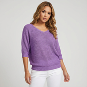 Luchtige gebreide top met halflange mouw