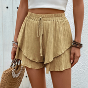 Luchtige gelaagde ruffle short dames – Maelis