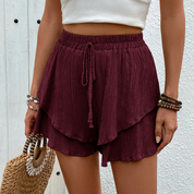 Luchtige gelaagde ruffle short dames – Maelis