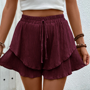 Luchtige gelaagde ruffle short dames – Maelis