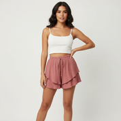 Luchtige gelaagde ruffle short dames – Maelis