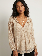 Luchtige kanten blouse met bohemian uitstraling - Kelly