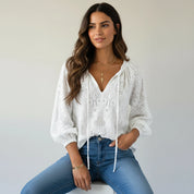 Luchtige kanten blouse met bohemian uitstraling - Kelly