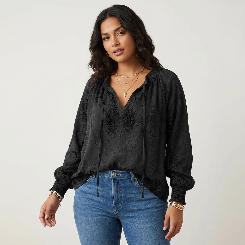 Luchtige kanten blouse met bohemian uitstraling - Kelly