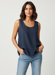 Luchtige linnen dames top – Mia