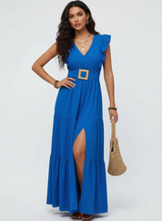 Luchtige maxi jurk met volant mouwen – Sofia
