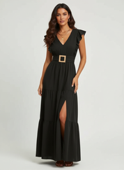 Luchtige maxi jurk met volant mouwen – Sofia