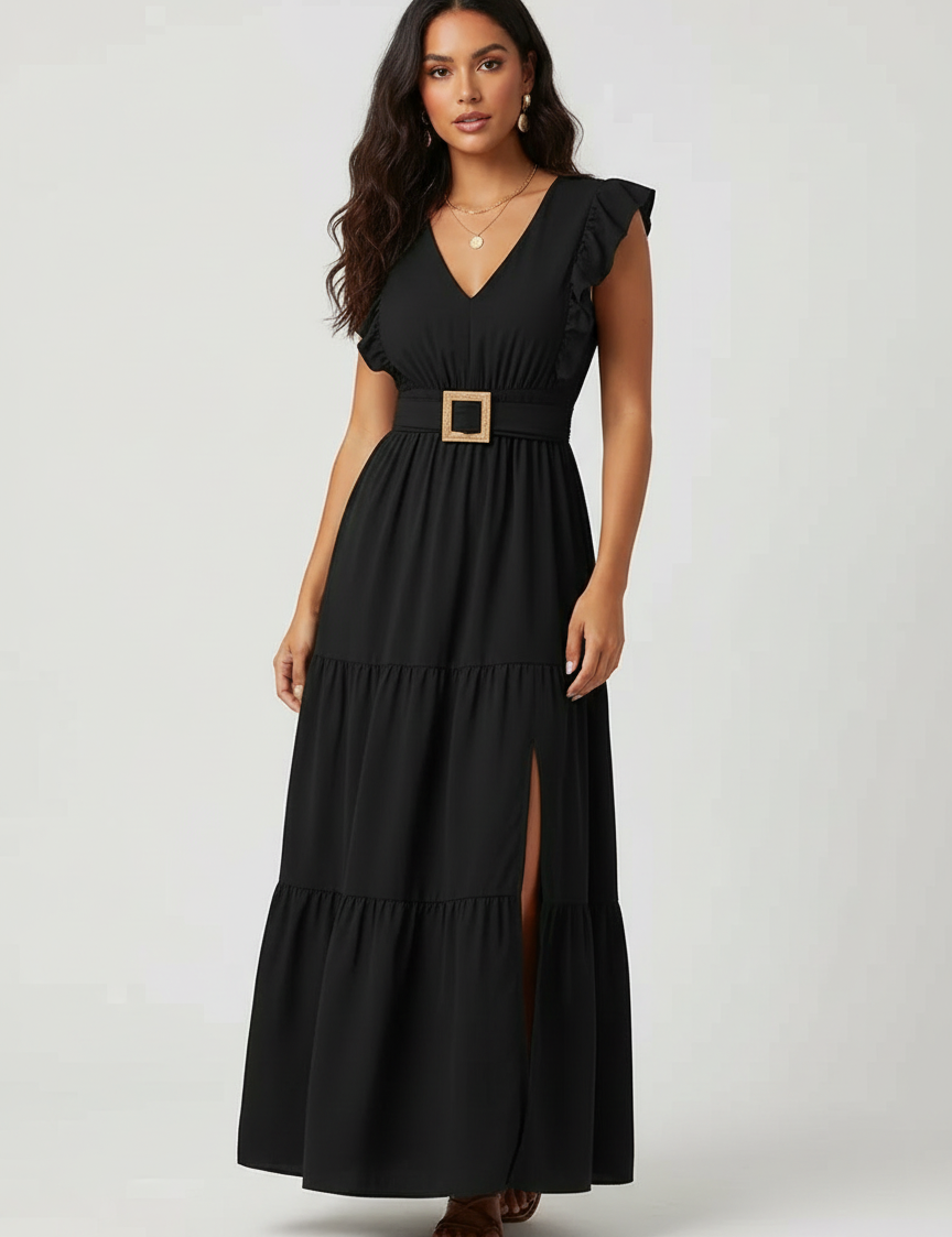 Lightweight maxi dress with ruffle sleeves – Sofia