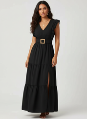 Luchtige maxi jurk met volant mouwen – Sofia