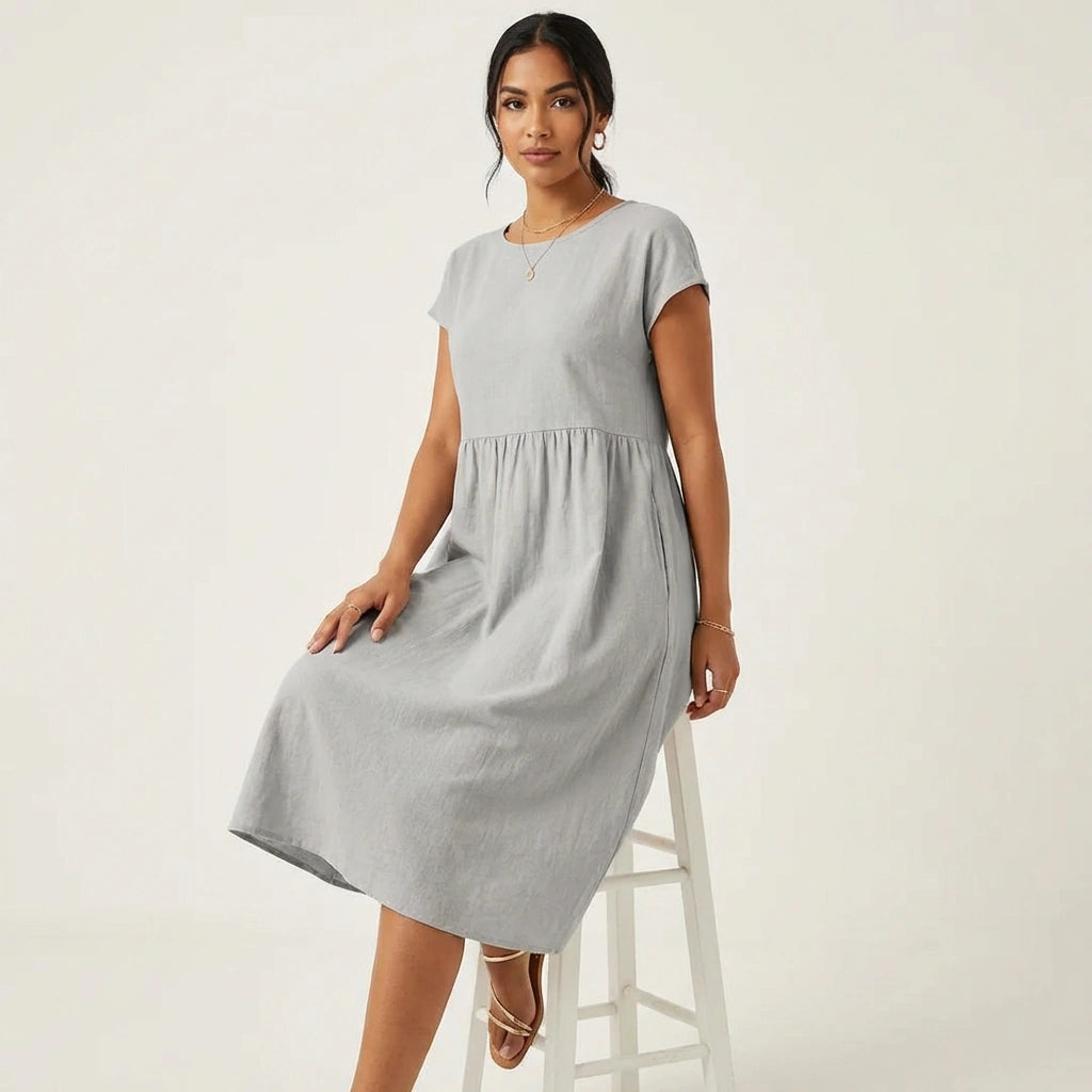 Luchtige midi jurk – Rosa