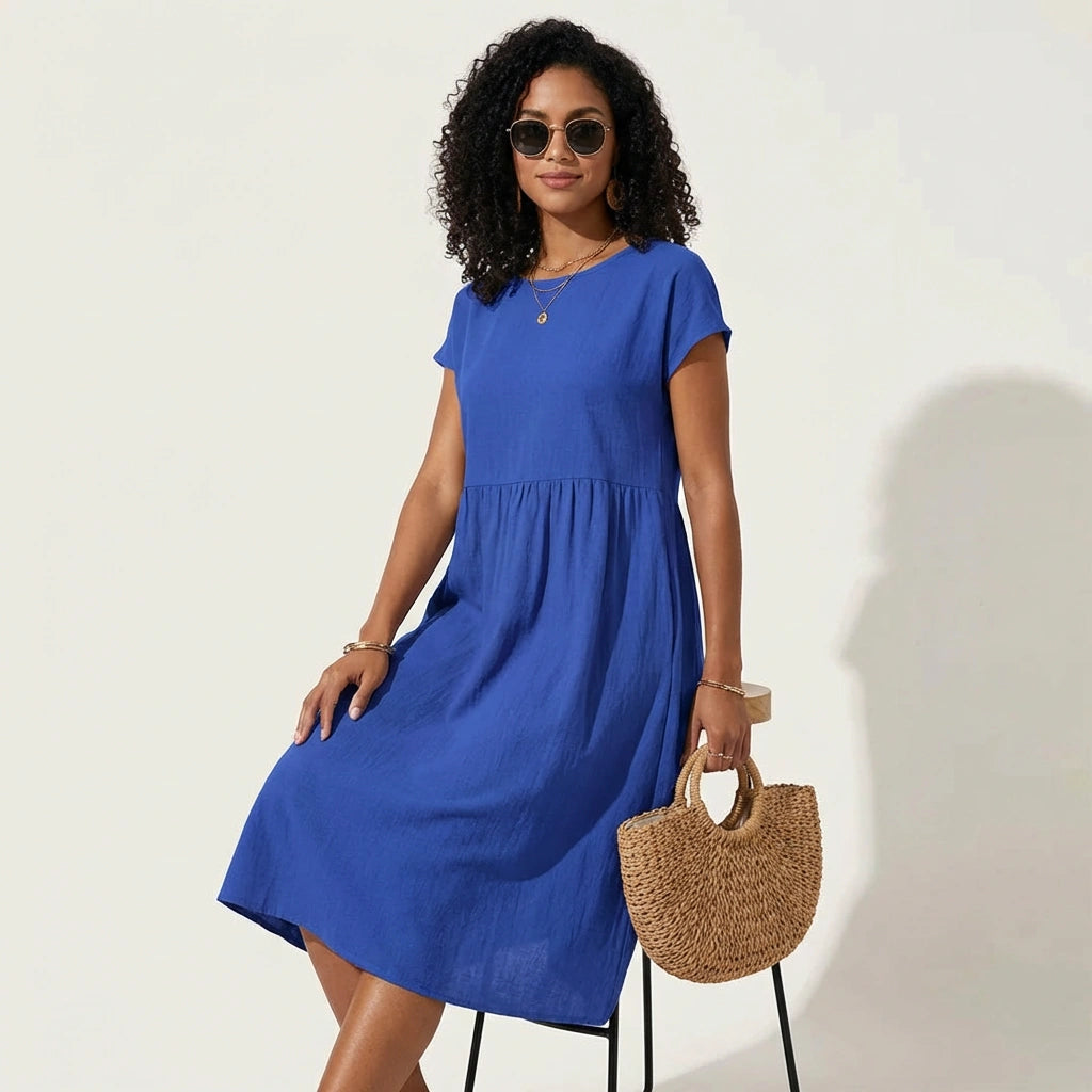 Luchtige midi jurk – Rosa