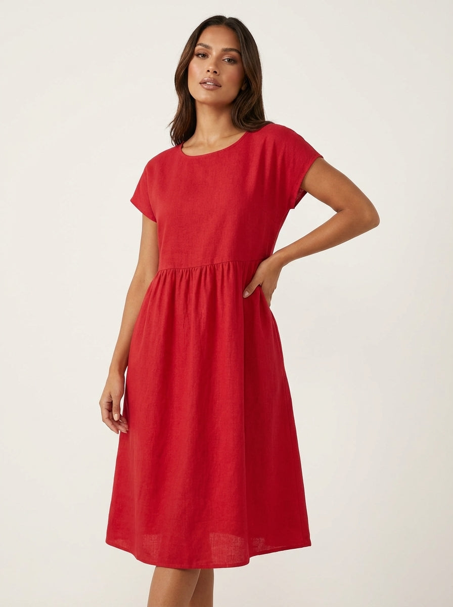 Luchtige midi jurk – Rosa