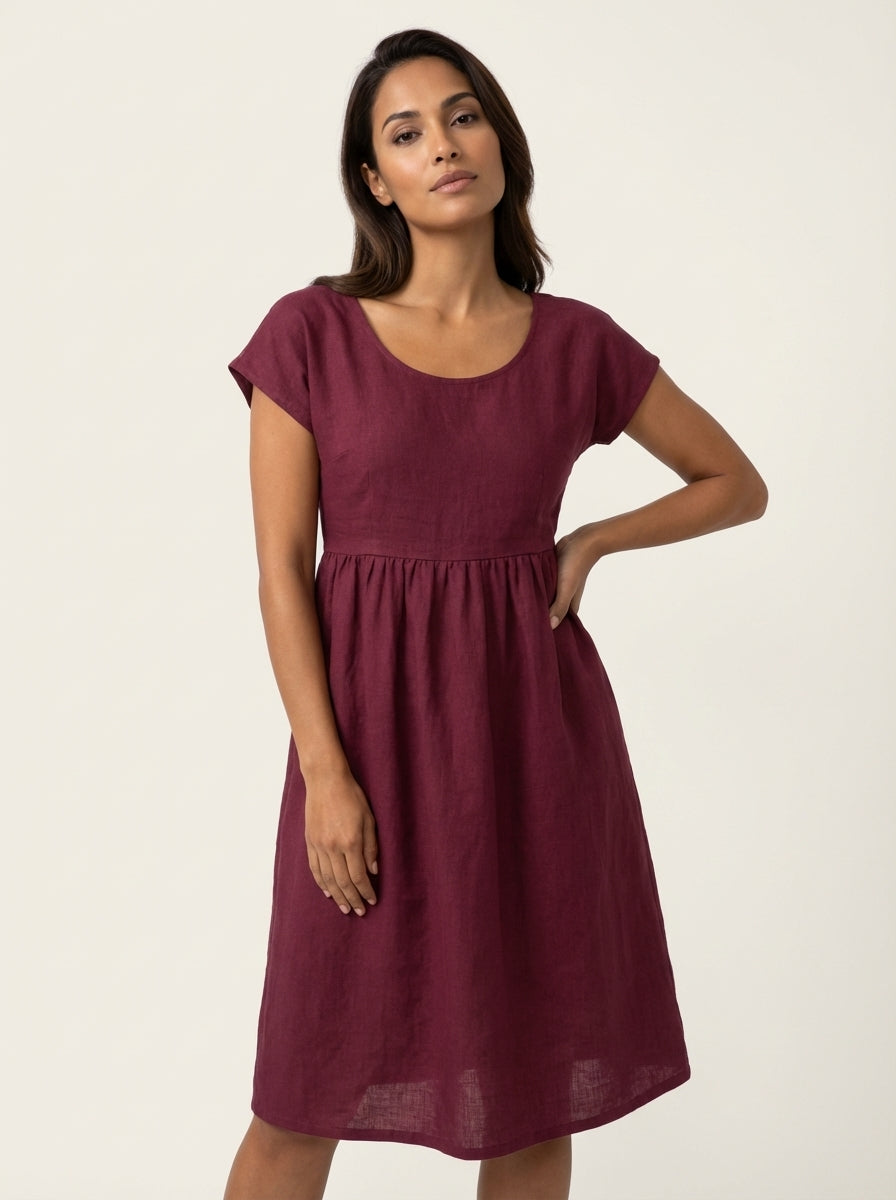 Luchtige midi jurk – Rosa