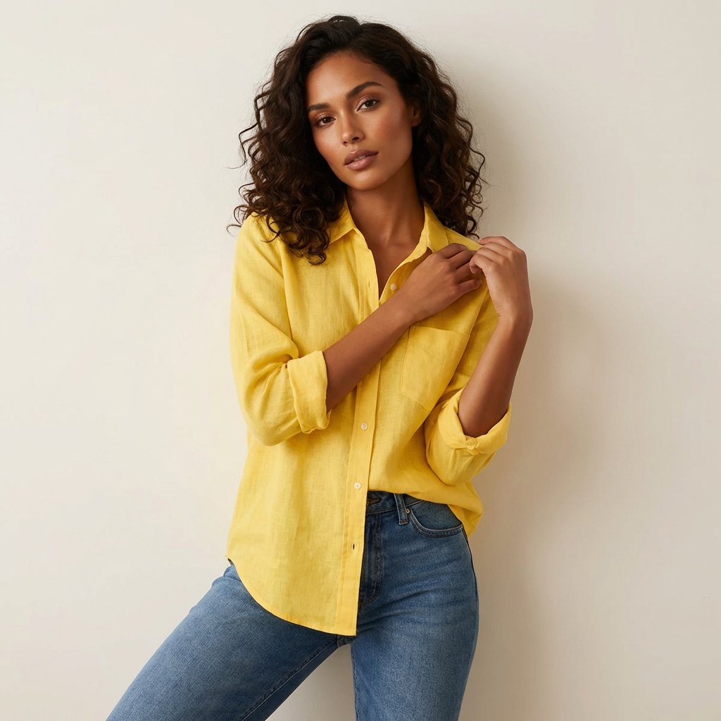 Lightweight oversized blouse with V-neck – Bianna