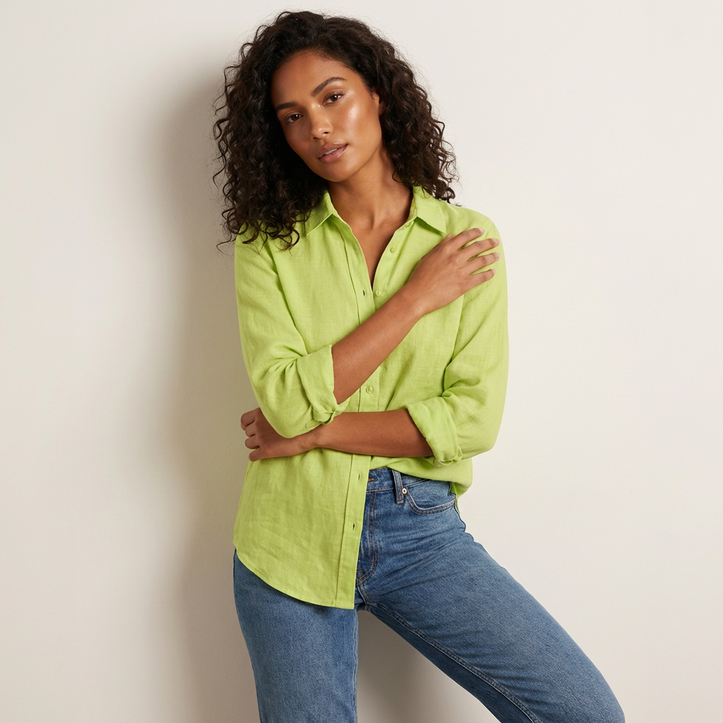 Lightweight oversized blouse with V-neck – Bianna