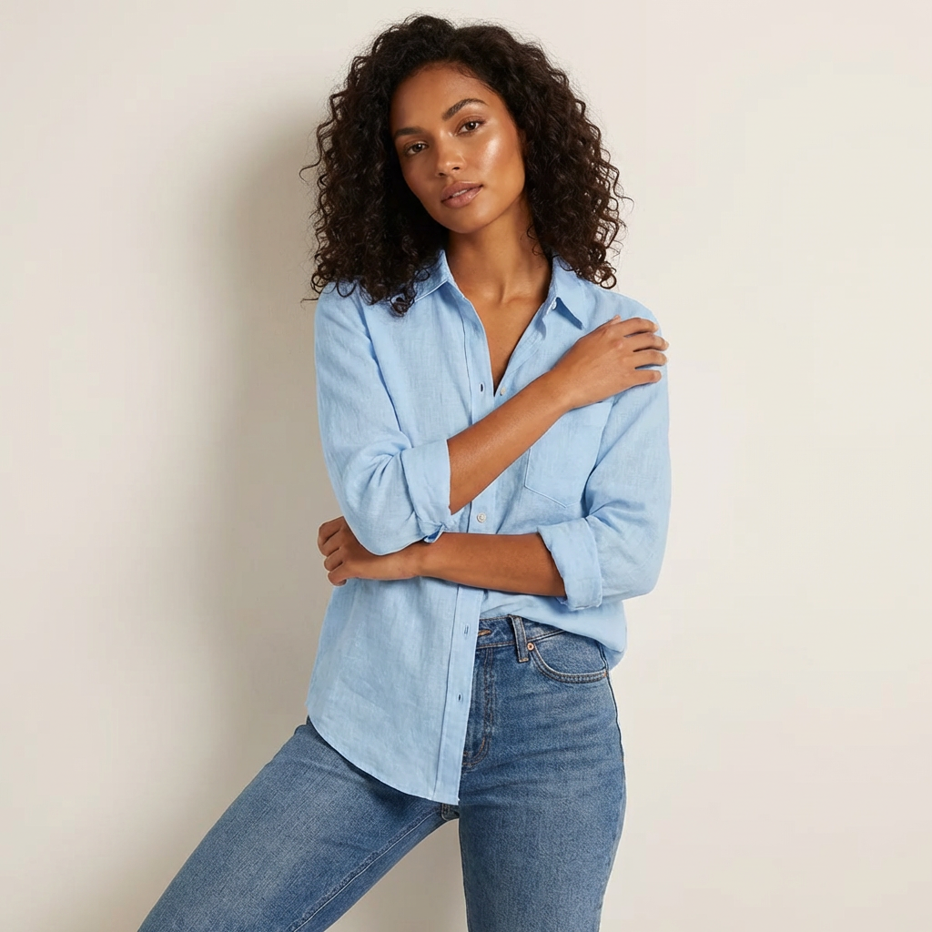 Lightweight oversized blouse with V-neck – Bianna