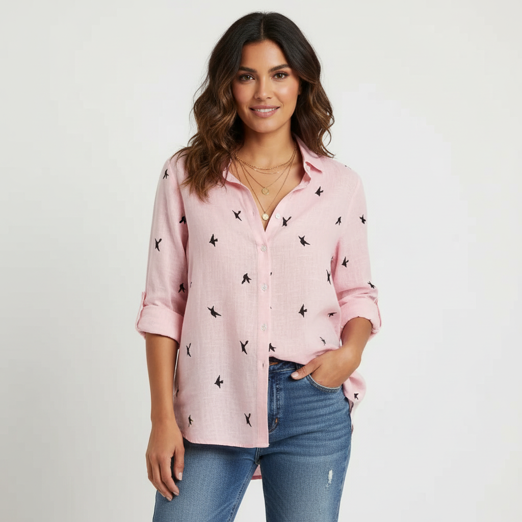 Lightweight oversized blouse with V-neck – Bianna