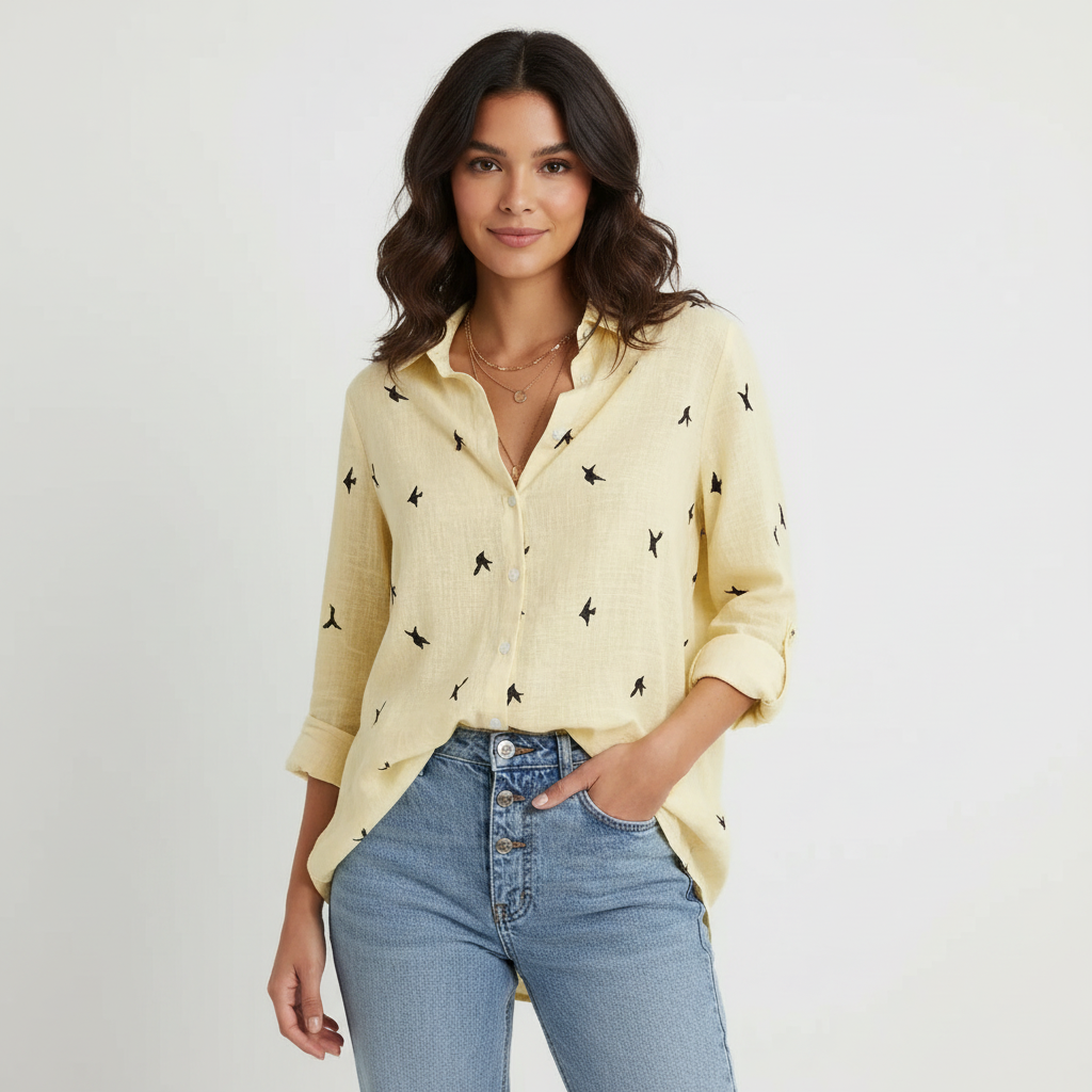 Lightweight oversized blouse with V-neck – Bianna