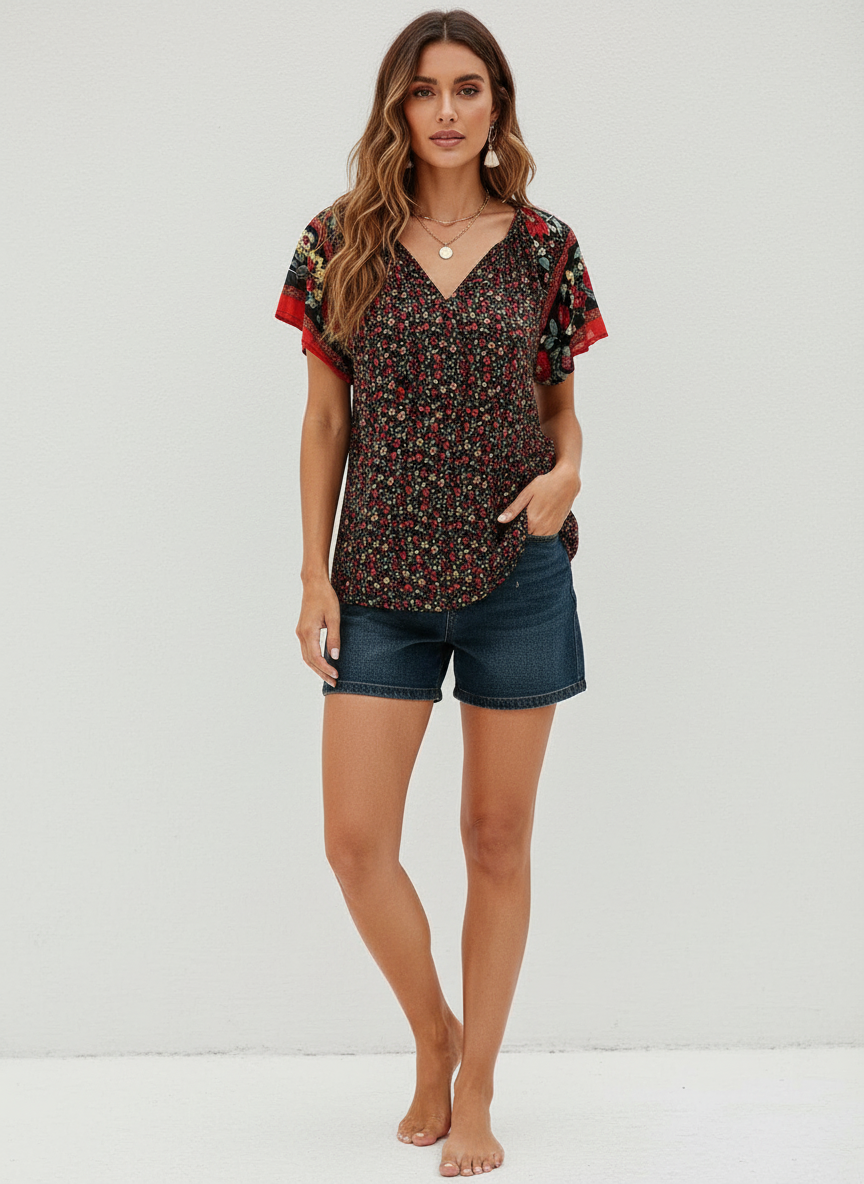 Luchtige oversized dames blouse met v-hals – Dianne