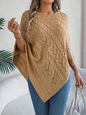 Zachte gebreide dames poncho – Novena