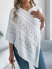 Zachte gebreide dames poncho – Novena