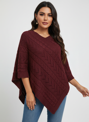Zachte gebreide dames poncho – Novena