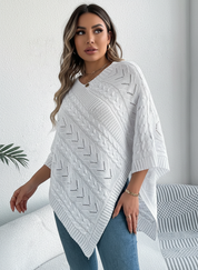 Zachte gebreide dames poncho – Novena