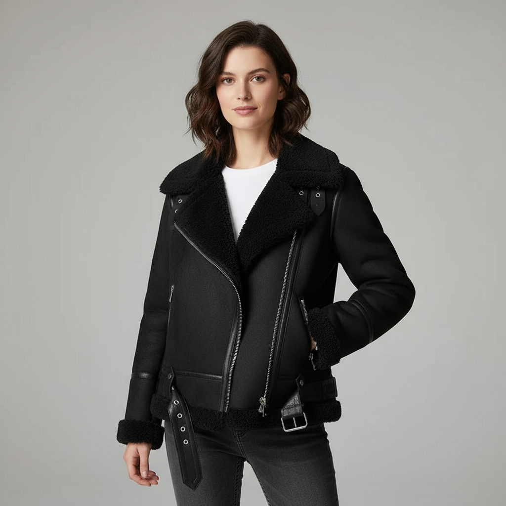 Luxe Teddy Biker Jacket voor Dames