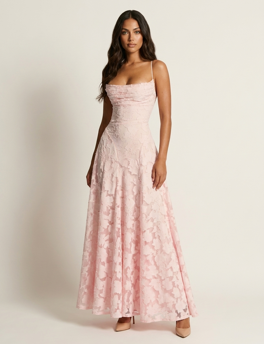 Luxury floral jacquard maxi dress - Amélie
