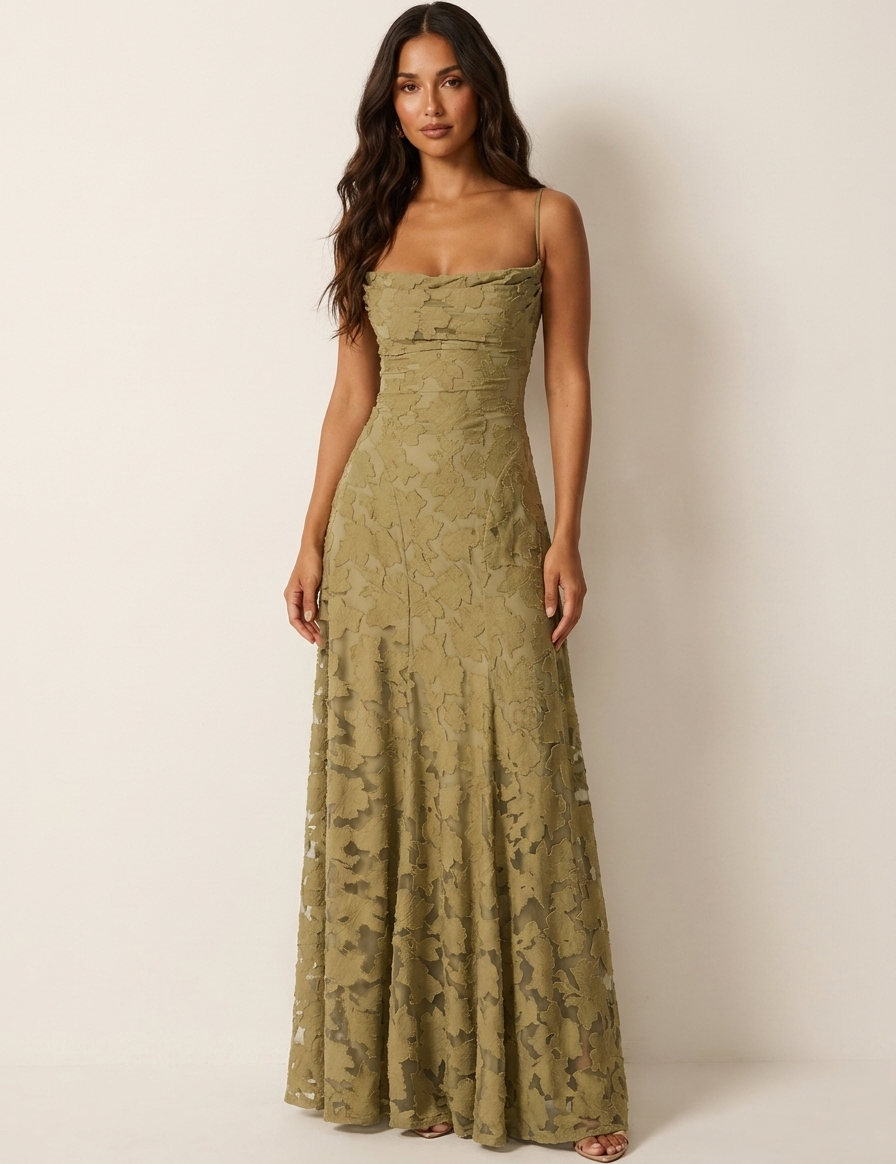 Luxury floral jacquard maxi dress - Amélie