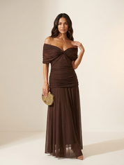 Luxe geplooide maxi avondjurk - Valentina