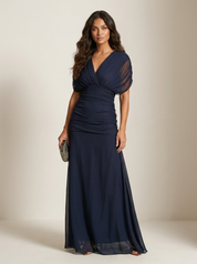 Luxe geplooide maxi avondjurk - Valentina